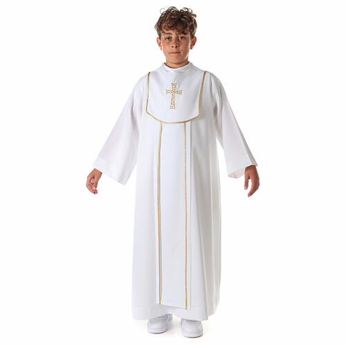 First Communion alb with honeycomb embroidery 4