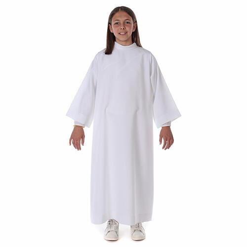 First Communion alb with honeycomb embroidery 11