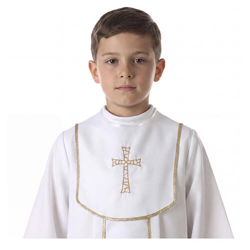 First Communion alb with honeycomb embroidery 4
