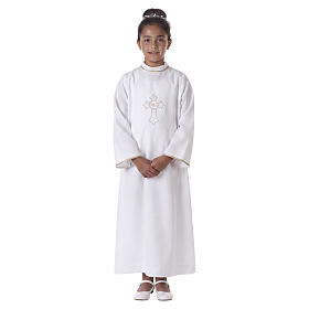 Aube communion avec croix brodée
