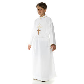 First Communion Albs: First Communion alb for boy with gold cross First Communion Albs: First Communion alb for boy with gold cross