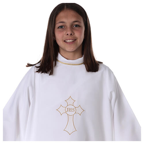 First Communion alb for boy with gold cross 4
