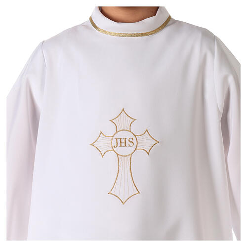 First Communion alb for boy with gold cross 7