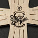 Holzkreuz für Erstkommunion mit Kelch- und Hostienmotiv 9,8x7,2 cm s3