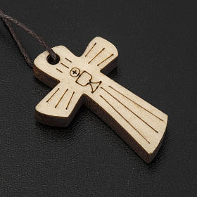 Krzyż Pierwsza Komunia drewno kielich hostia 4.1x2.7 cm