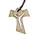 Krzyż Pierwsza Komunia Tau drewno nacięcie Zmartwychwstały 3.3x2.4 cm s1