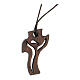dunkles Holzkreuz für Erstkommunion Motiv Wiederauferstandener 3,6x2,0 cm s1