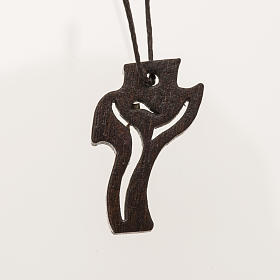 Abiti Prima Comunione: Croce Prima Comunione Risorto legno scuro 3,6x2 cm