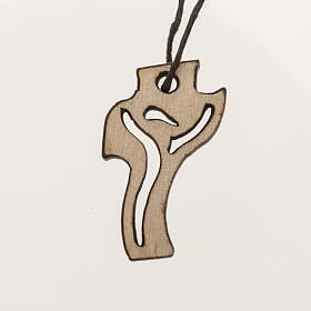 Aubes communion, profession de foi: Croix communion bois clair Christ Ressuscité 3,6x2