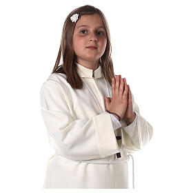 First Communion alb, simple in ivory