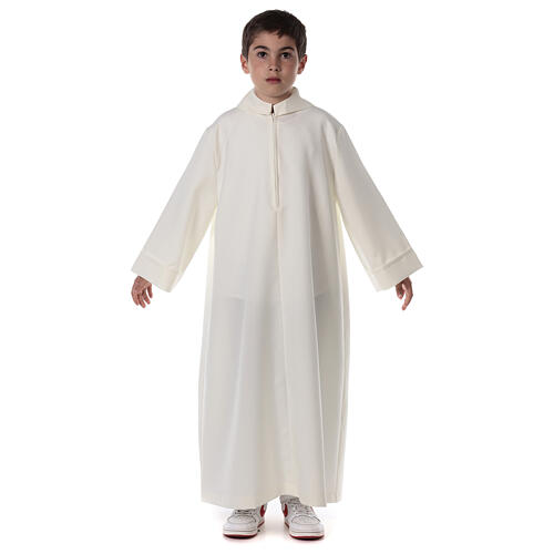 First Communion alb, simple in ivory 1