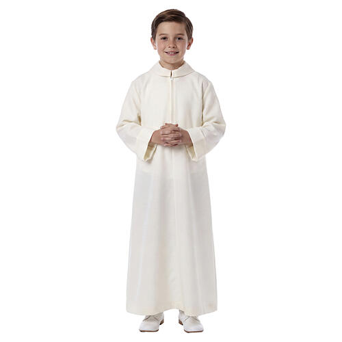 First Communion alb, simple in ivory 1