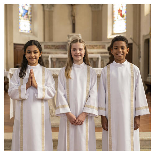 First Holy Communion alb with two golden hems 2
