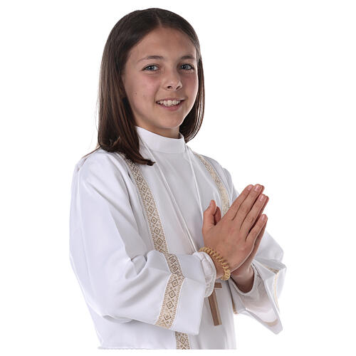 First Holy Communion alb with two golden hems 4
