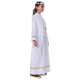 Túnicas Primeira Comunhão: Túnica para Primeira Comunhão com plissado borda ouro