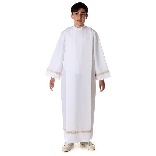 First Holy Communion alb with golden hem 1
