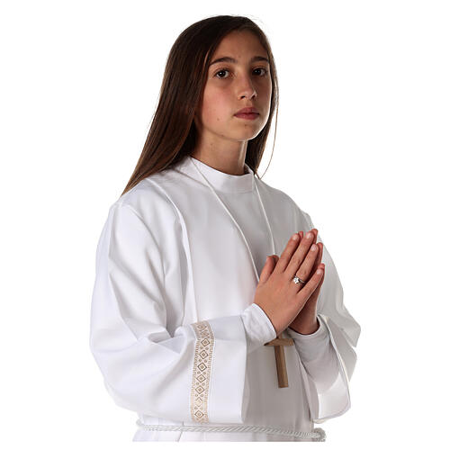 First Holy Communion alb with golden hem 2