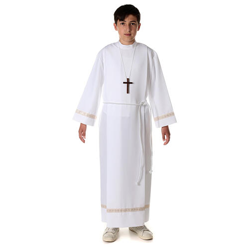 First Holy Communion alb with golden hem 3