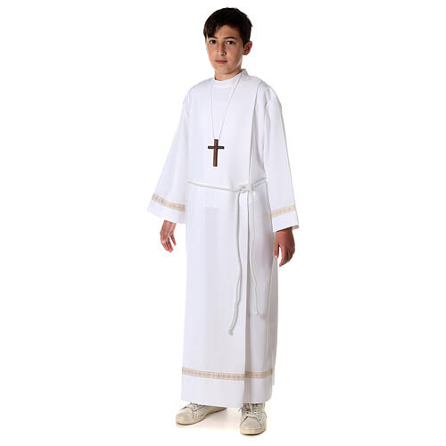 First Holy Communion alb with golden hem 7