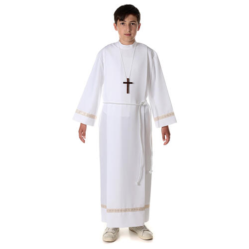 First Holy Communion alb with golden hem 8