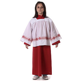 Server surplice and red cassock