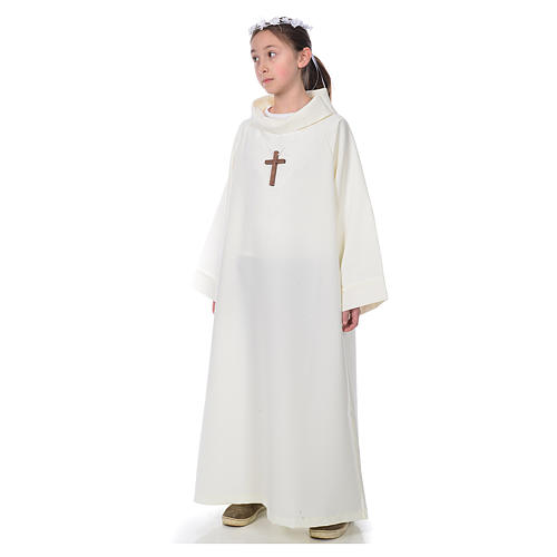 Holyart Aube Première Communion Avec Capuchon - Tunique Élégante Pour Enfant, 105 Cm (41.5 Inches)