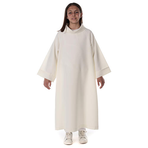 First communion alb in ivory color, simple model 9