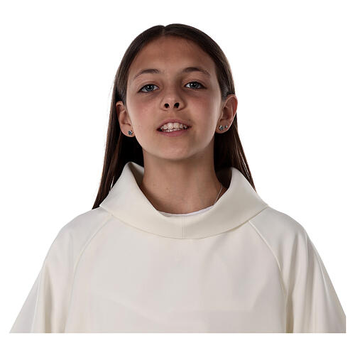 First communion alb in ivory color, simple model 11