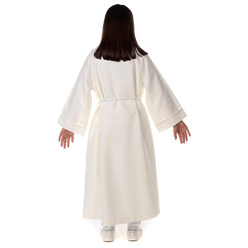 First communion alb in ivory color, simple model 13