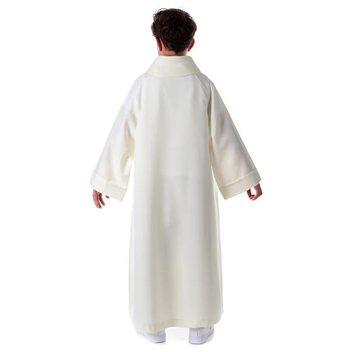 First communion alb in ivory color, simple model 14