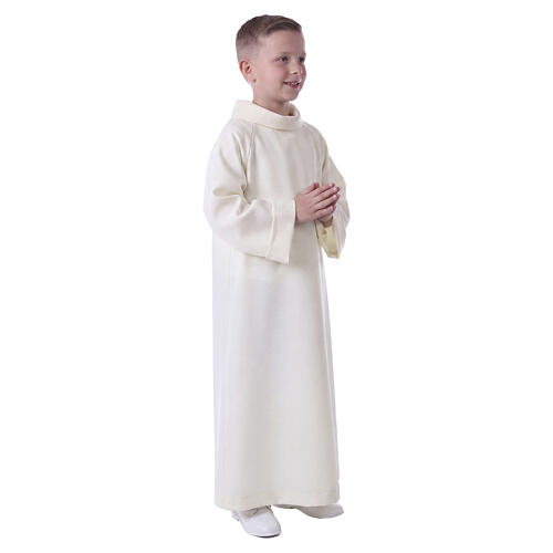 First communion alb in ivory color, simple model 6