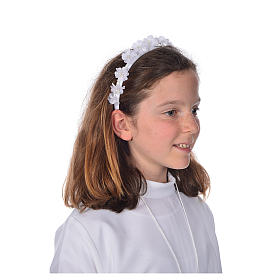 First communion alb accessories: flower headband.