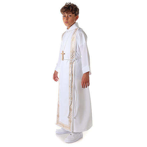 First Communion alb with golden hem 7