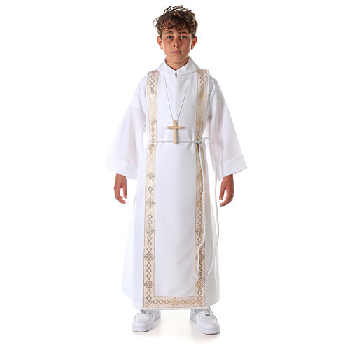 Tunika do Pierwszej Komunii ze szkaplerzem złoty brzeg, unisex 5