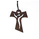dunkles Holzkreuz für Erstkommunion Motiv Wiederauferstandener 3,4x2,4 cm s1