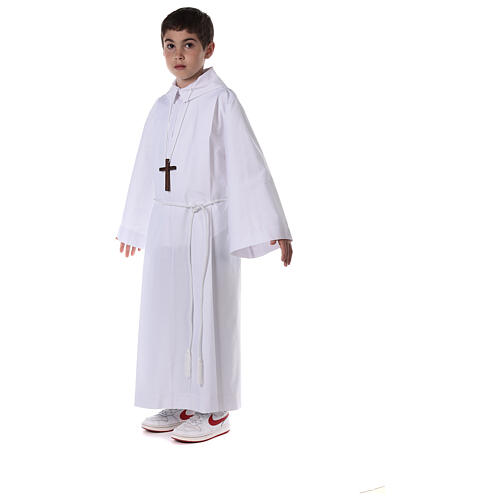 Altar server/Communion alb in white polyester and cotton fabric 3