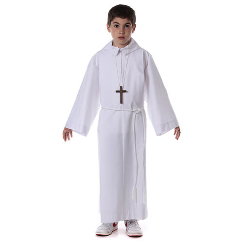 Altar server/Communion alb in white polyester and cotton fabric 7