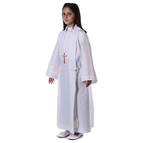 Altar server/Communion alb in white polyester and cotton fabric 8