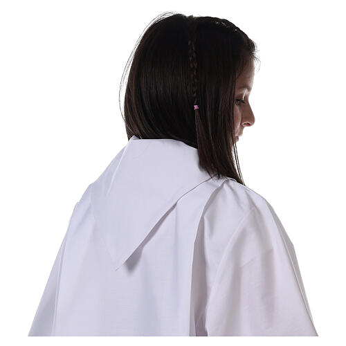 Altar server/Communion alb in white polyester and cotton fabric 9