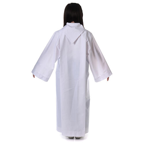 Altar server/Communion alb in white polyester and cotton fabric 11