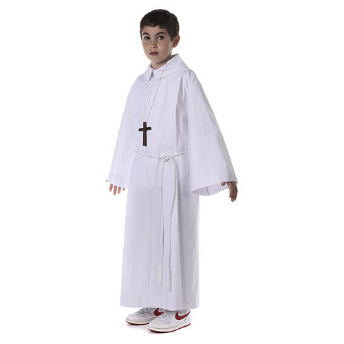 Altar server/Communion alb in white polyester and cotton fabric 6