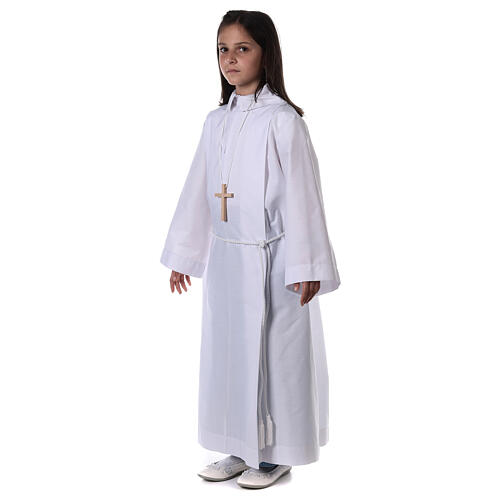 Altar server/Communion alb in white polyester and cotton fabric 7