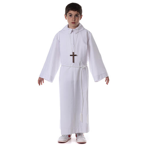 Altar server/Communion alb in white polyester and cotton fabric 8