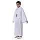 Altar server/Communion alb in white polyester and cotton fabric s6