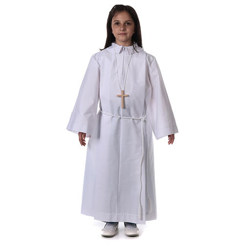 Altar server/Communion alb in white polyester and cotton fabric 6