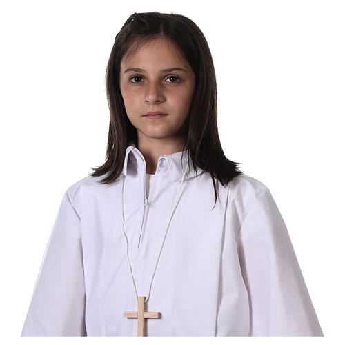 Altar server/Communion alb in white polyester and cotton fabric 10