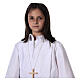 Altar server/Communion alb in white polyester and cotton fabric s10