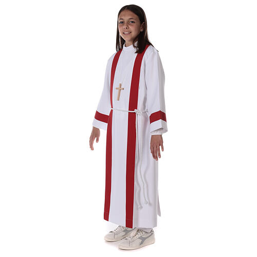 First communion alb decorated with red edges 7
