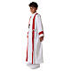 First communion alb decorated with red edges s6