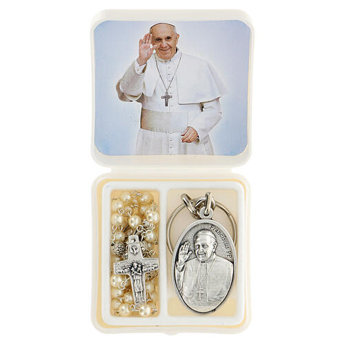 Rosenkranz und Schlüßelanhänger Papst Franziskus 1